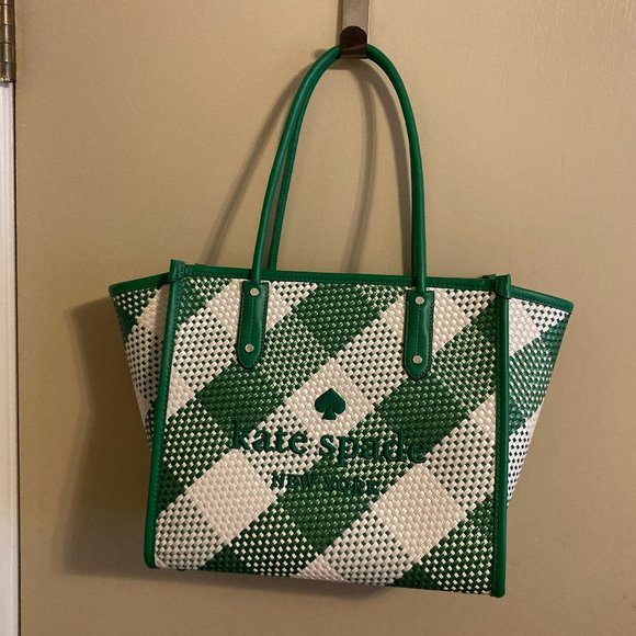 kate spade Handbags - Kate Spade Ella Gingham Green Tote Bag NWT